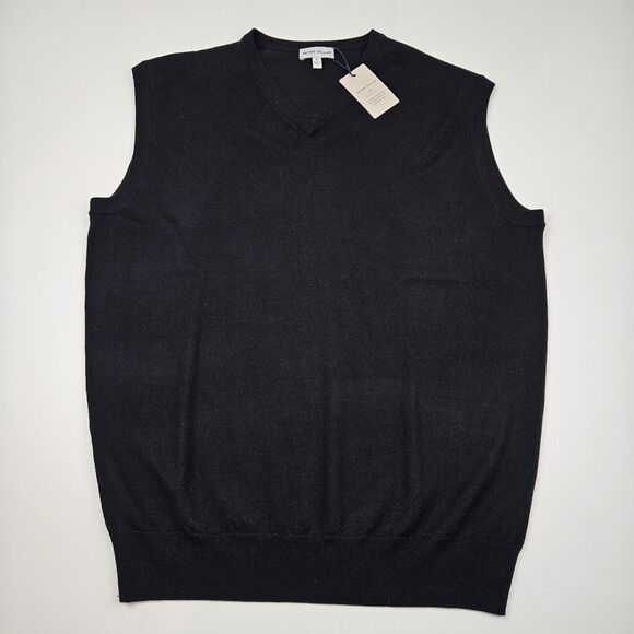 Peter Millar Crown Autumn Crest V Neck Vest Merino Wool Blend Mens M Black NWT‎ - Picture 1 of 6